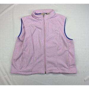 VTG LL Bean Fleece Vest Mockneck Womens Blue XL Full zip